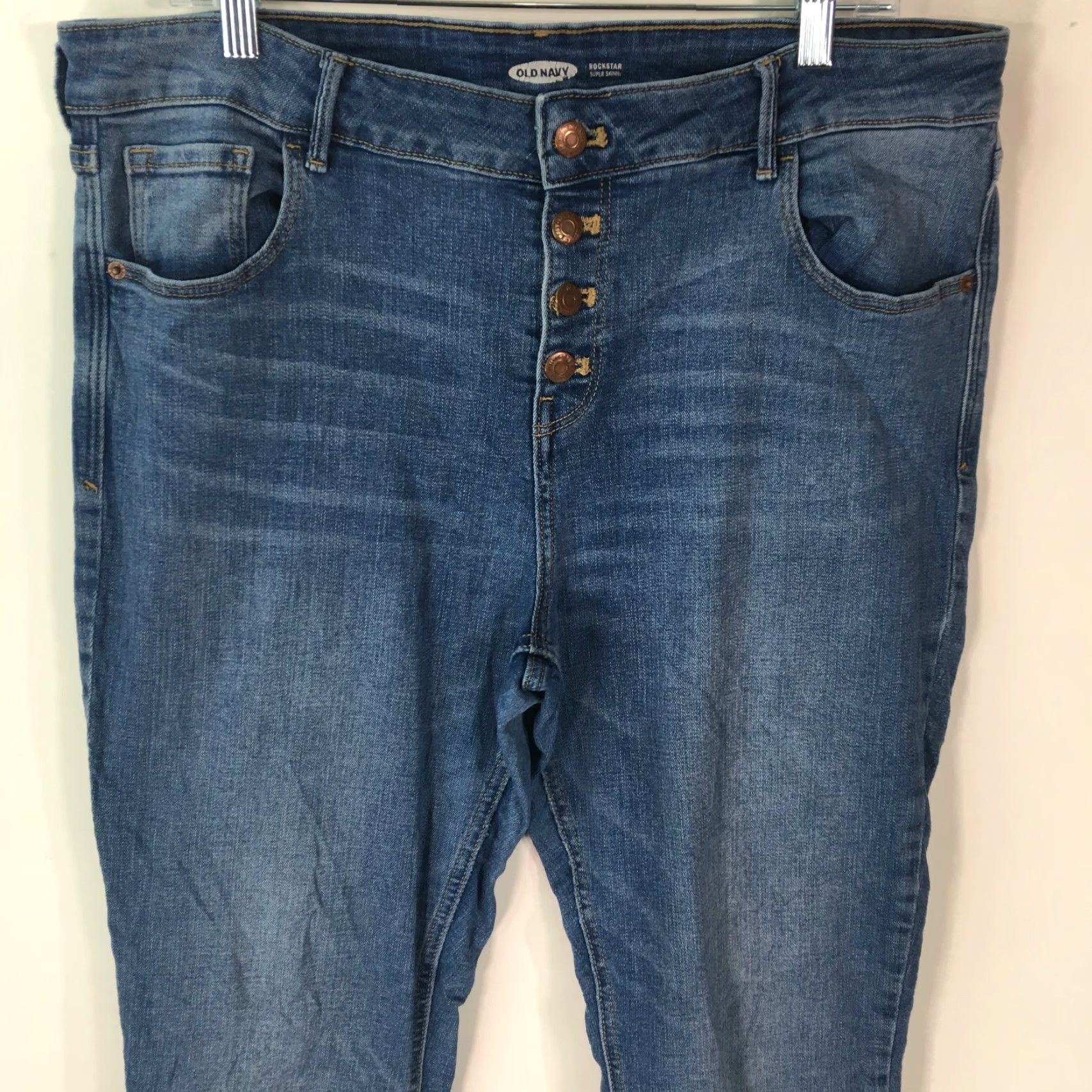 Old Navy Old Navy Rockstar Womens Skinny Mid Rise Blue Denim Jeans Size 16 38X29 Size 38" / US 16 / IT 52 - 2 Thumbnail