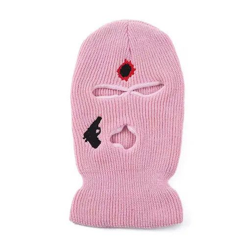 Other Embroidered Balaclava Ski Mask Head Facemask Pink Color Size ONE SIZE - 1 Thumbnail