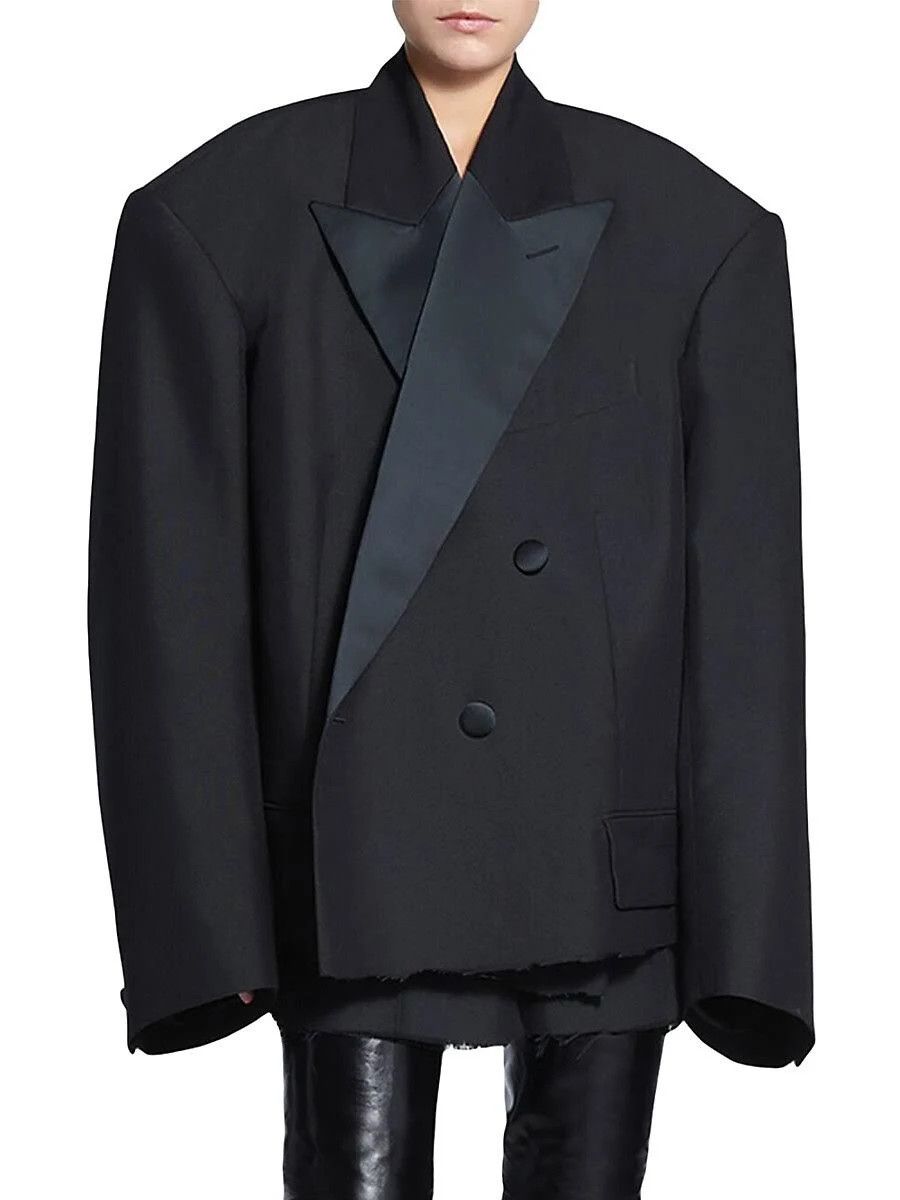 Balenciaga o1in1g1024 Dup / Cropped Tuxedo Blazer in Black Size XS / US 0-2 / IT 36-38 - 6 Thumbnail