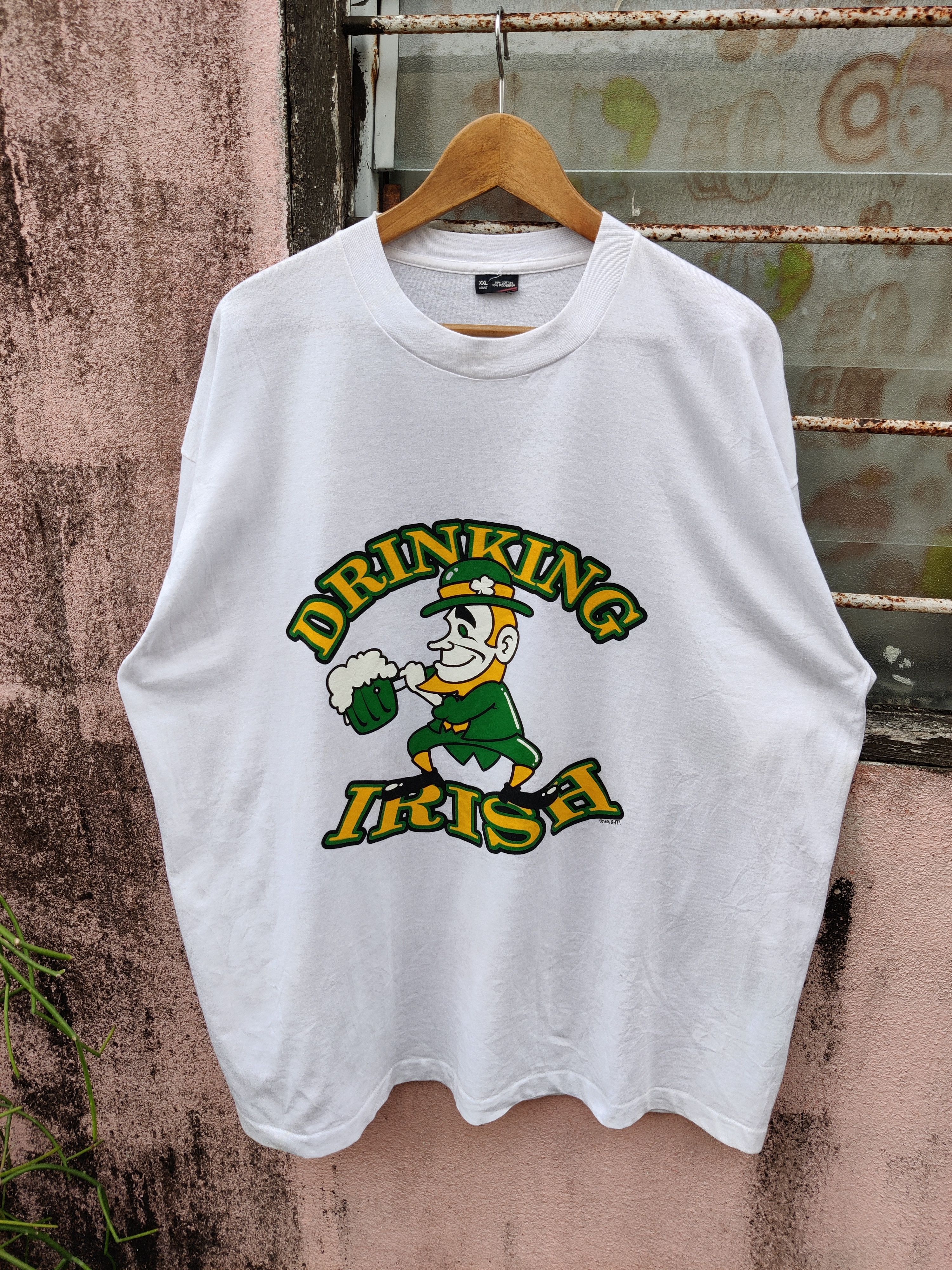 Vintage 🔥Best Offer🔥 Vintage 90's Drinking Irish Big Logo Shirt Size US XXL / EU 58 / 5 - 2 Thumbnail