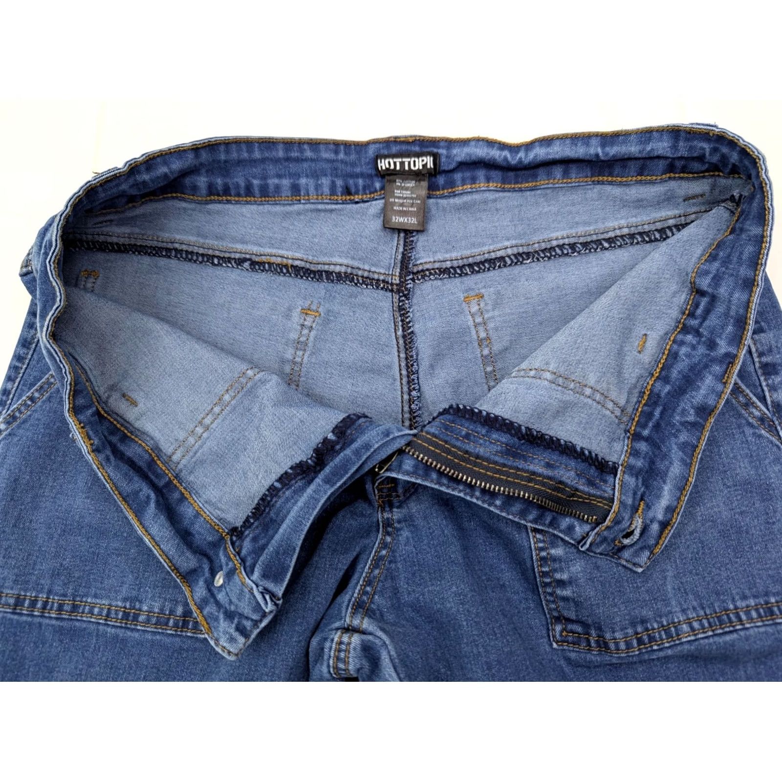 Hot Topic Hot Topic Jeans Women 32x32 Hi-Rise Denim Cargo Pants 90s Retro Y2K Blue Dark Vintage Regular 32 Inseam 31" Wide-Leg Denim Pants Size 24" / US 00 / IT 34 - 7 Thumbnail