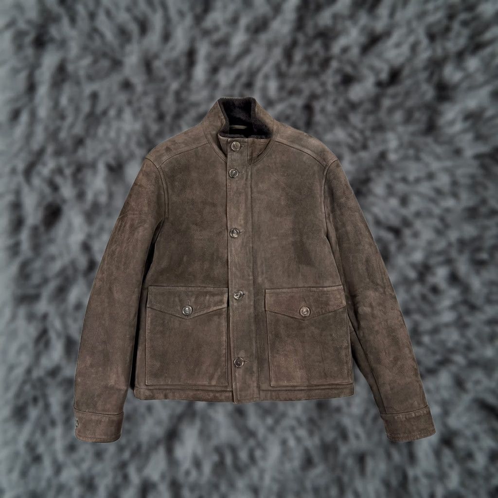 Robert Talbott Robert Talbott Jacket Military Suede Merinos Sheepskin Made in Italy Brown Large Mens Size US L / EU 52-54 / 3 - 1 Thumbnail