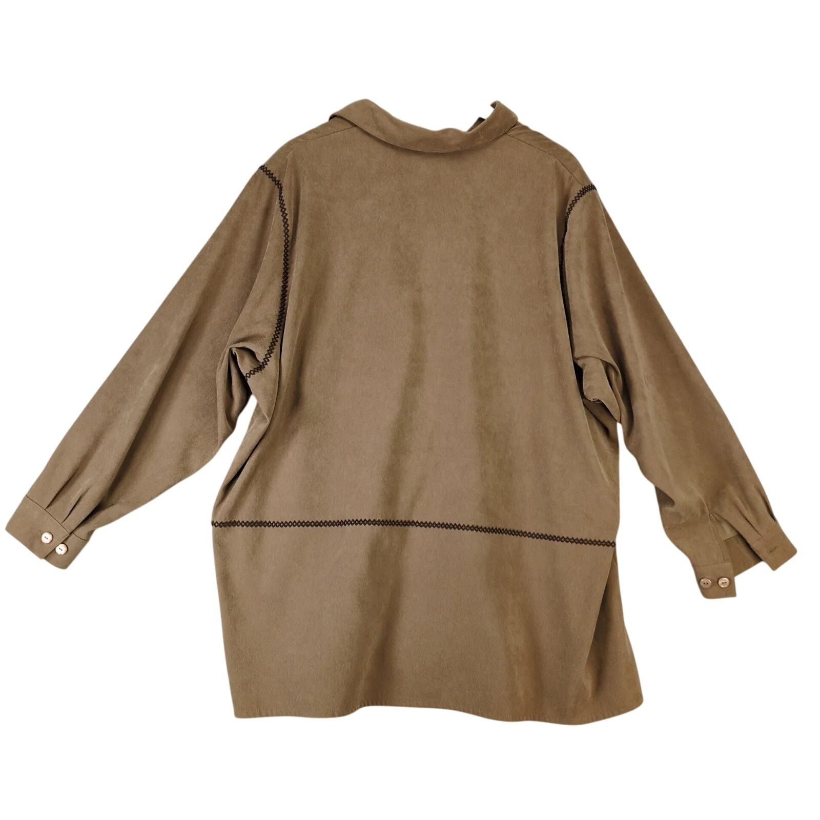 Other Kim Rogers Brown Microsuede Button Up Shirt Women's Plus 3X Size 3XL / US 20-22 - 2 Thumbnail
