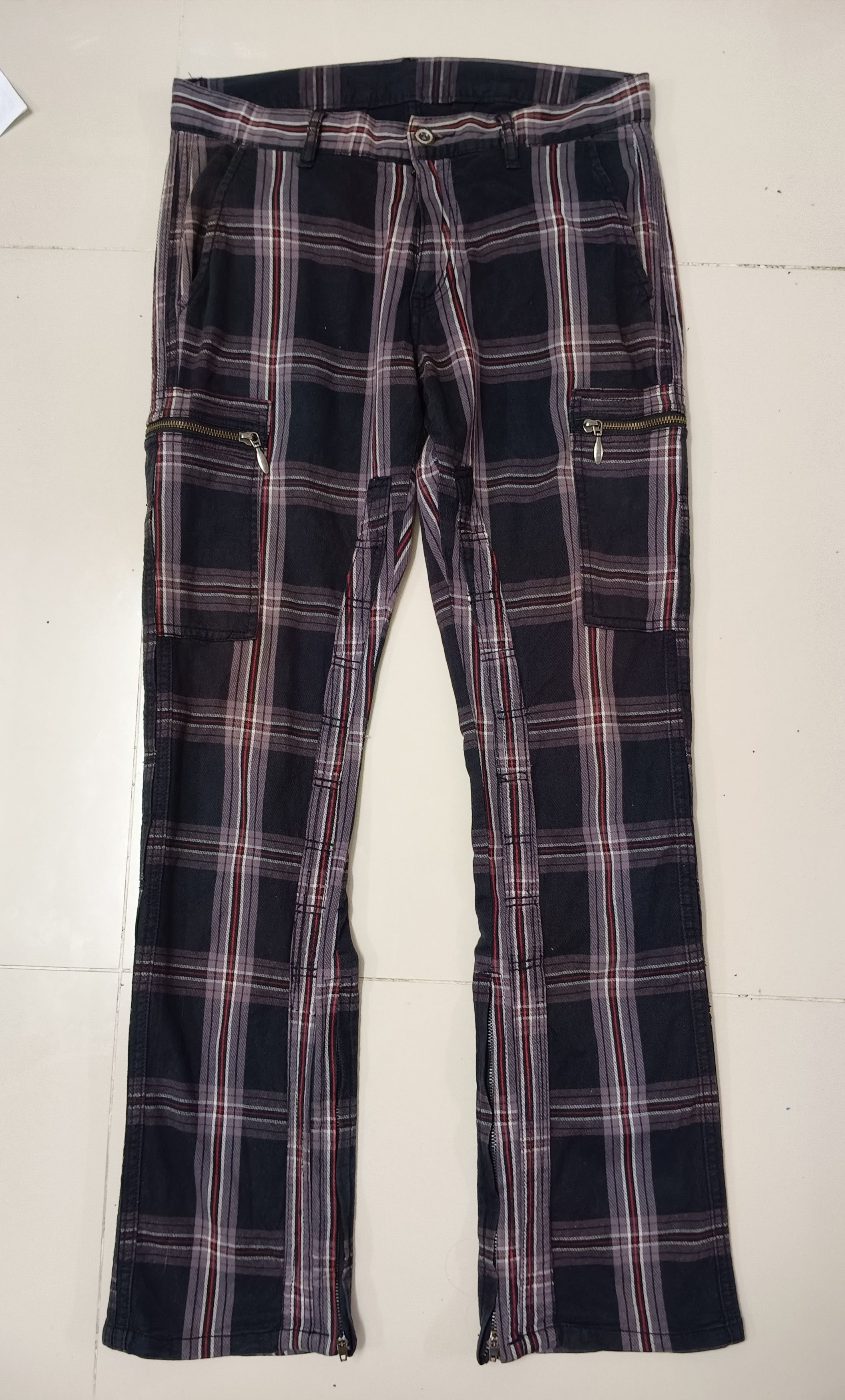 If Six Was Nine Japanese Brand Double Edge Plaid Bondage Pants Size US 33 - 2 Thumbnail