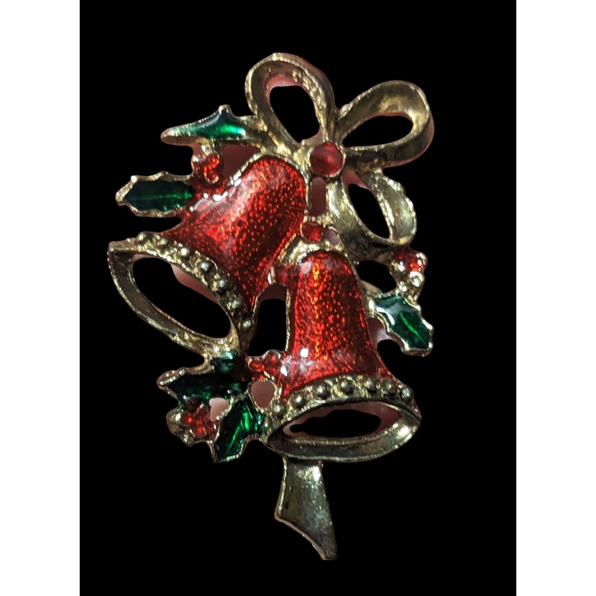 Other Vintage Holiday Holly Bell Enameled Brooch Size ONE SIZE - 2 Thumbnail