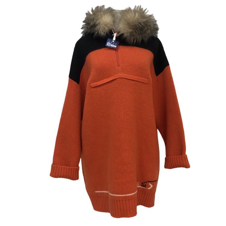 Prada Prada Orange Black Color Block Fur Trim Hoodie Size 42 Size M / US 6-8 / IT 42-44 - 1 Thumbnail