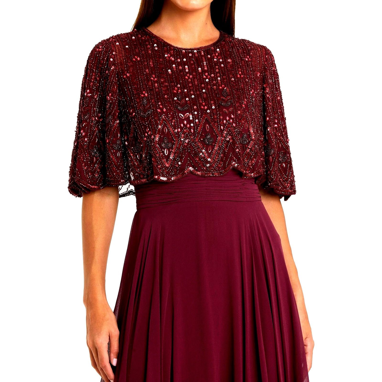 Other Mac Duggal Beaded Overlay A-Line Sequin Gown Aubergine 6 Size M / US 6-8 / IT 42-44 - 4 Thumbnail
