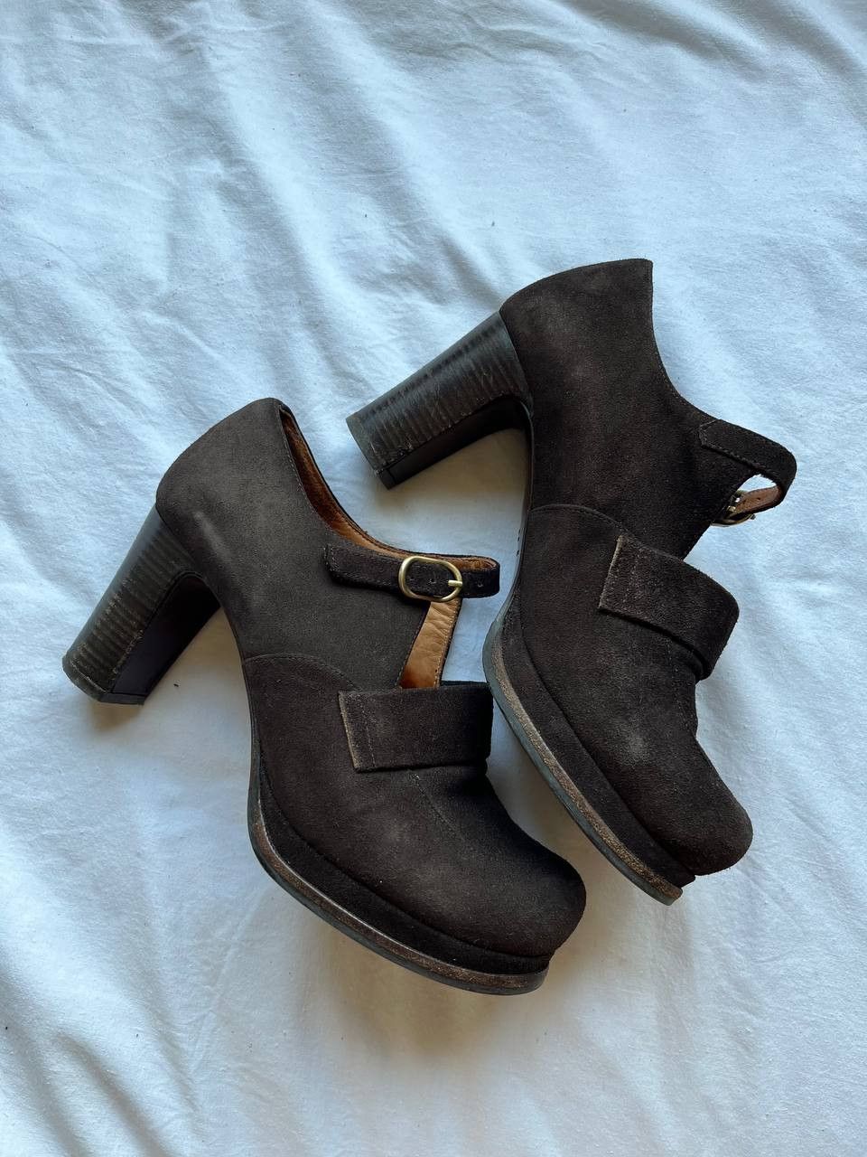 Designer Chie Mihara vintage brown suede Mary Jane heels Size US 6 / IT 36 - 5 Thumbnail