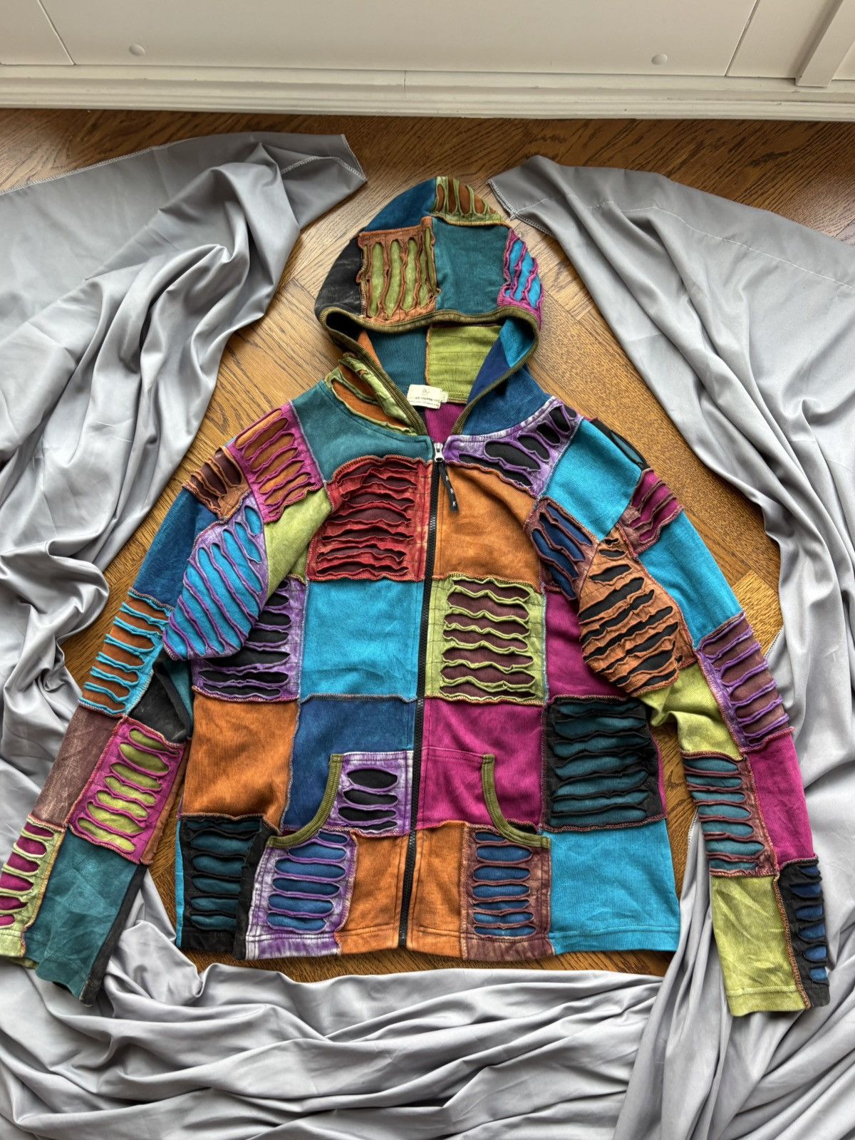 Japanese Brand × Vintage 2000s Vintage Patchwork Hoodie Zipup Ark Imports Nepal Hippi Size US S / EU 44-46 / 1 - 1 Thumbnail