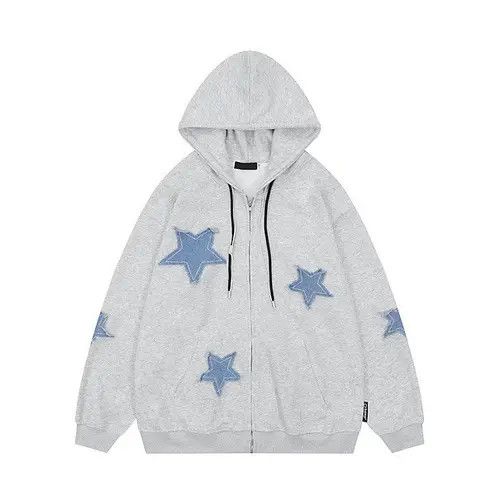 Other #15 Men's Star Patch Zip Up Hoodie Y2K Sweetshirt Size US L / EU 52-54 / 3 - 2 Thumbnail