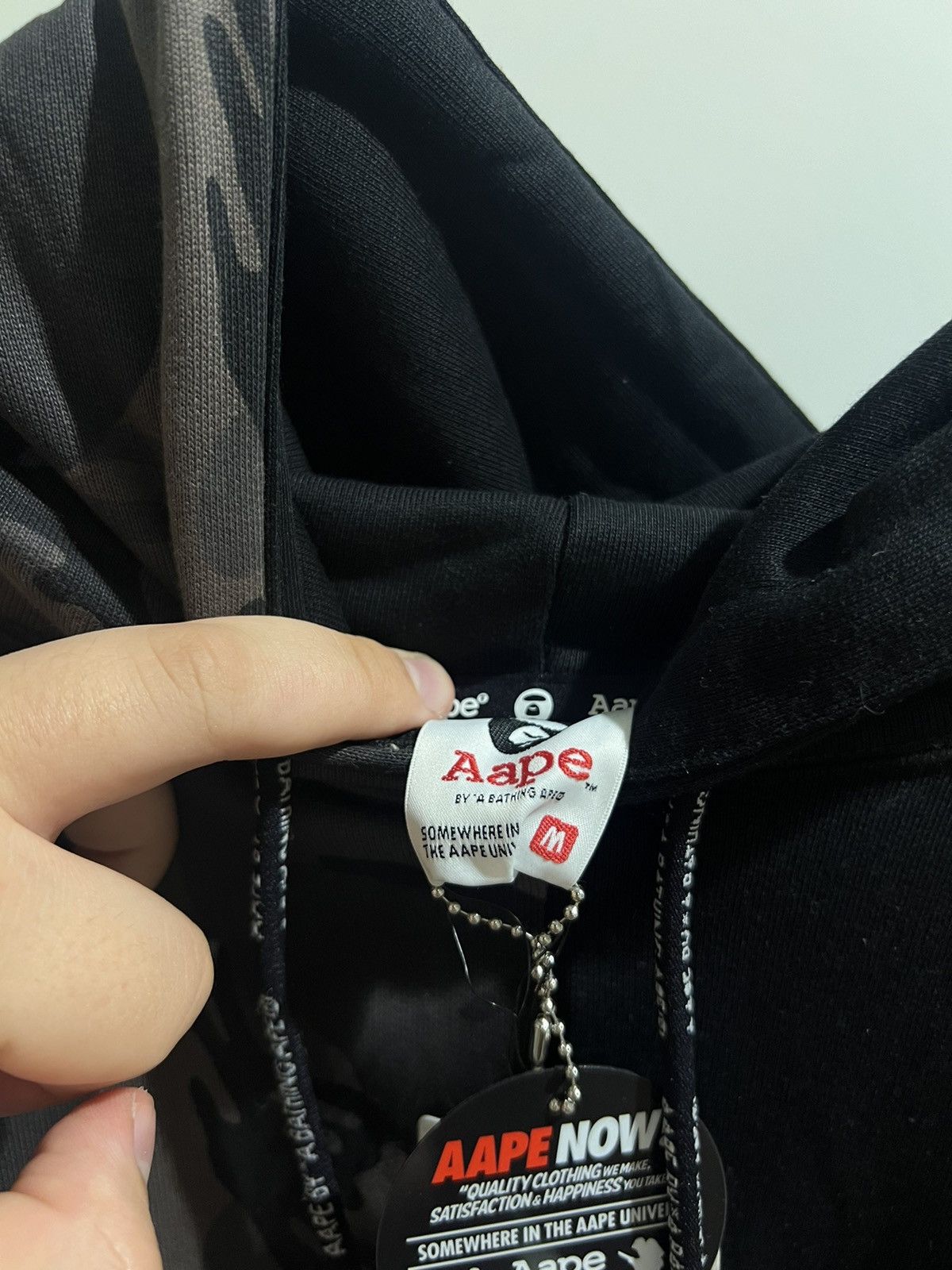 Aape AAPE BY BATHING APE BLACK / GRAY MONOGRAM HOODIE BRAND NEW Size US M / EU 48-50 / 2 - 6 Thumbnail