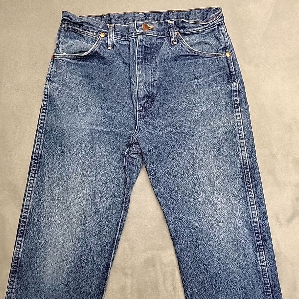 Wrangler Wrangler Jeans Men 32x33 Faded Whiskered Blue Denim Cowboy Western 1013MWZ Jeans Regular 32 Blue Cowboys Mens Size US 32 / EU 48 - 3 Thumbnail