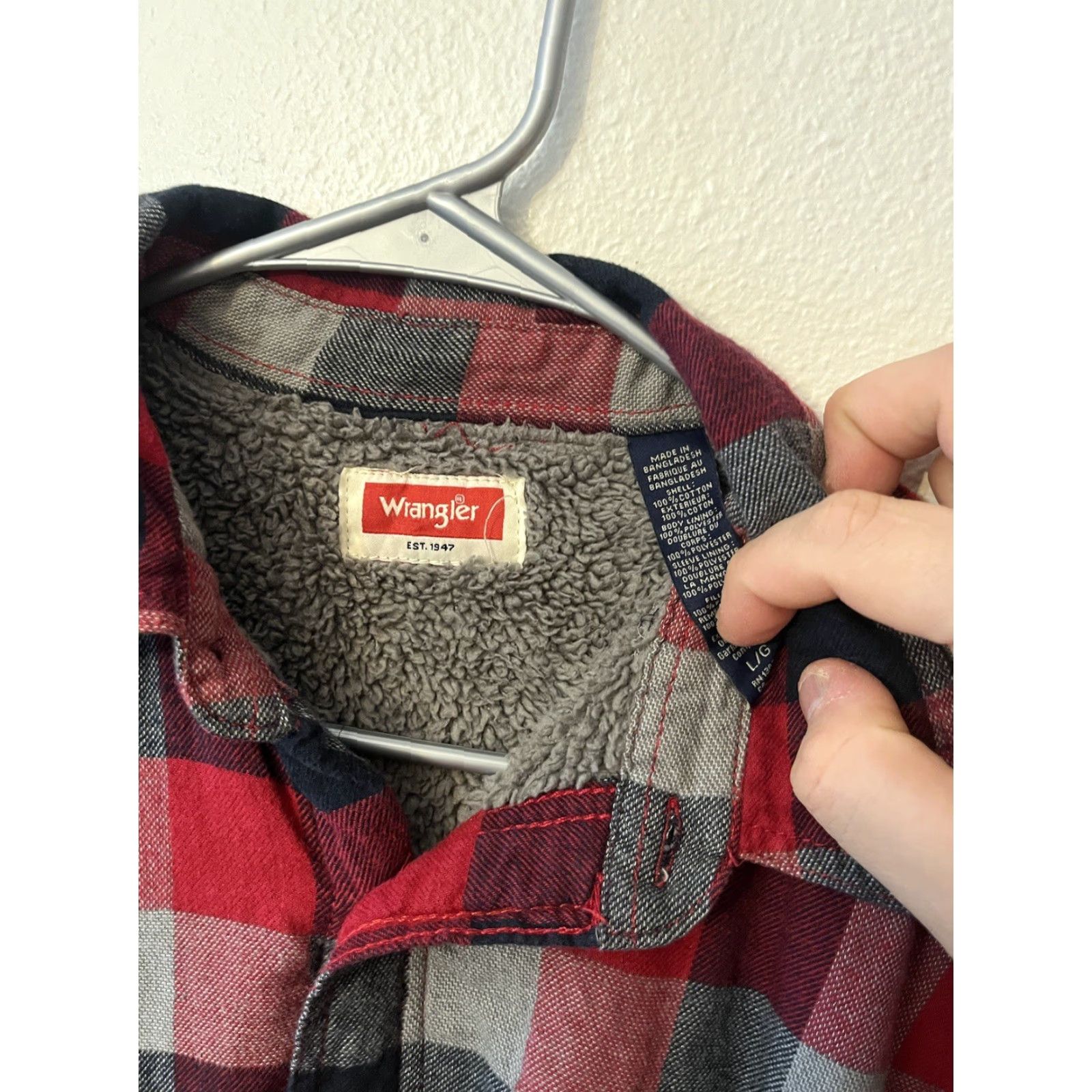 Wrangler VINTAGE Wrangler Jacket Large Red Plaid Sherpa Lined Flannel Shirt Shacket Heavy Mens Size US L / EU 52-54 / 3 - 3 Thumbnail