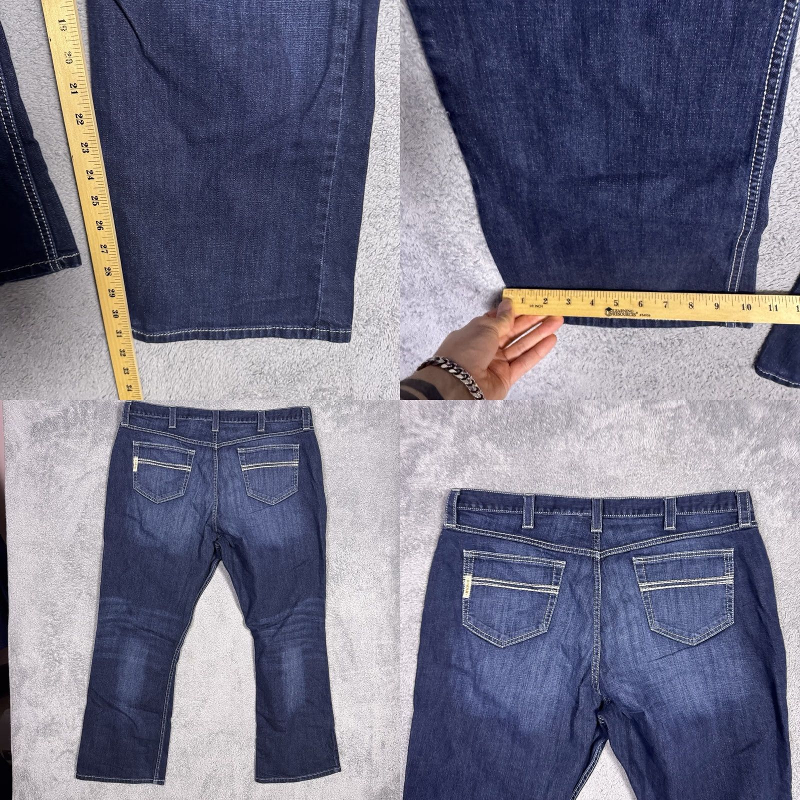 Vintage Cinch Carter Jeans Mens 42x32 Bootcut Western Cowboy Relaxed 5-Pocket Denim Blue Cotton Modern Whisker Work Shoes/Accessories Not Included Size US 42 / EU 58 - 8 Thumbnail