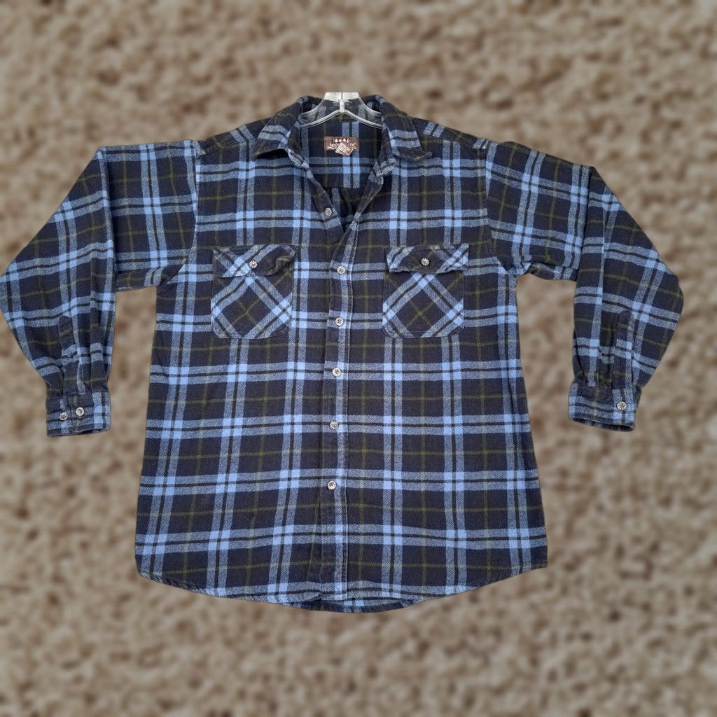 Vintage Moose Creek Shirt Men LT Blue Green Flannel Plaid Button Up 100% Cotton Casual Workwear Pocketed Vintage No Size US L / EU 52-54 / 3 - 1 Thumbnail