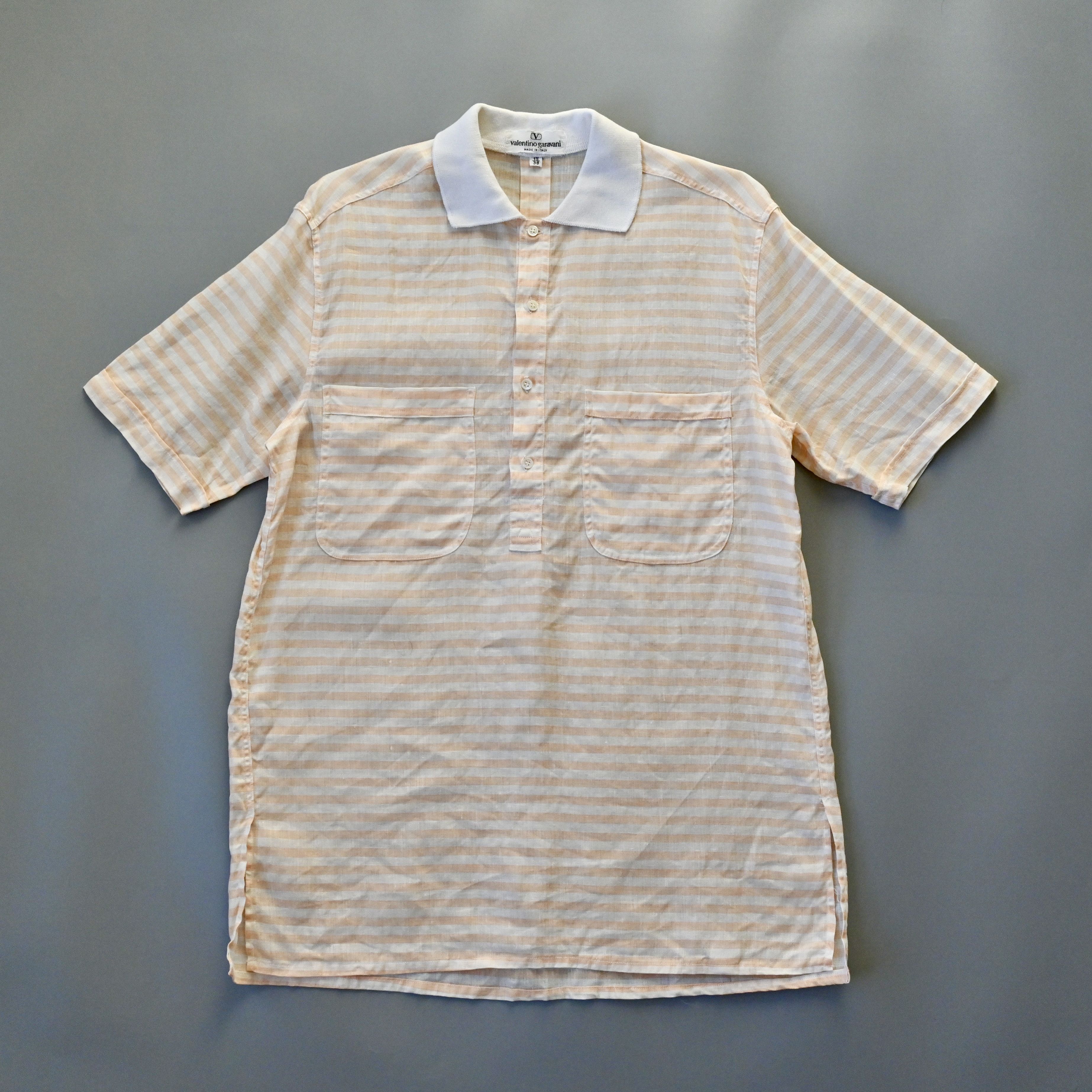 VTG 80s Valentino Garavani striped linen pullover shirt 38