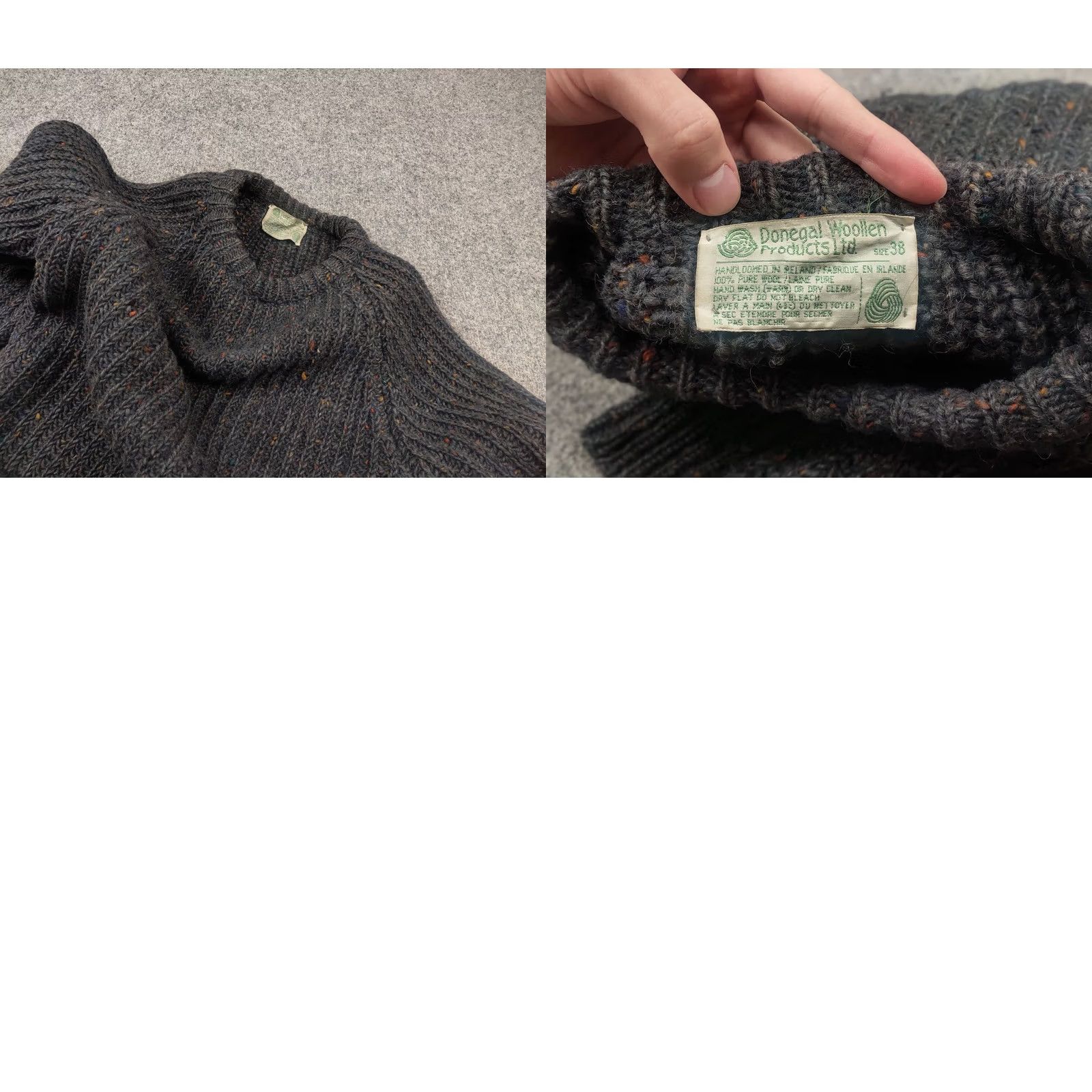 Vintage VINTAGE Donegal Woollen Sweater Fisherman Gray Wool Crew Neck Men S 80s Knit Cable-Knit Pullover Size US S / EU 44-46 / 1 - 9 Thumbnail