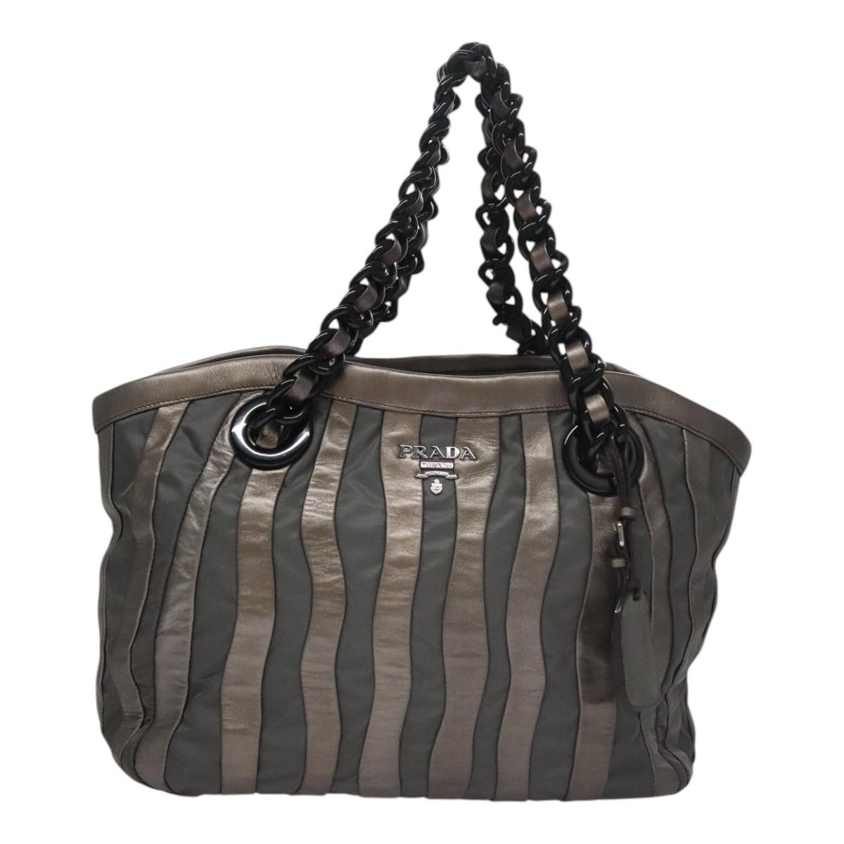 Prada Saffiano Silver Leather Shoulder Bag (Pre-Owned) Size ONE SIZE - 1 Thumbnail