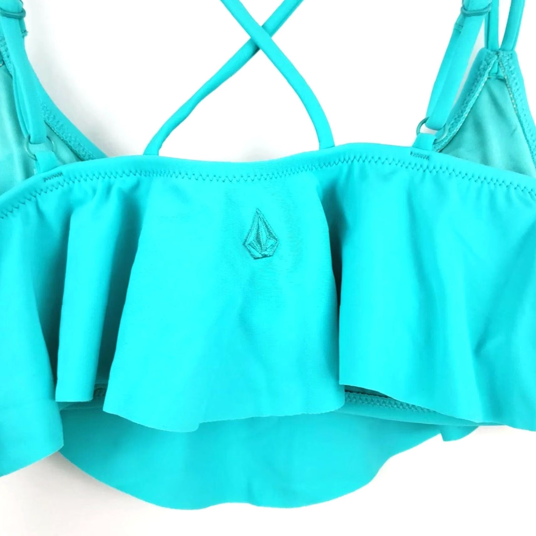 Volcom VINTAGE Volcom Bikini Top Womens Medium Aqua Blue Ruffled Bandeau Swimsuit Beach 90s Ladies Size M / US 6-8 / IT 42-44 - 5 Thumbnail