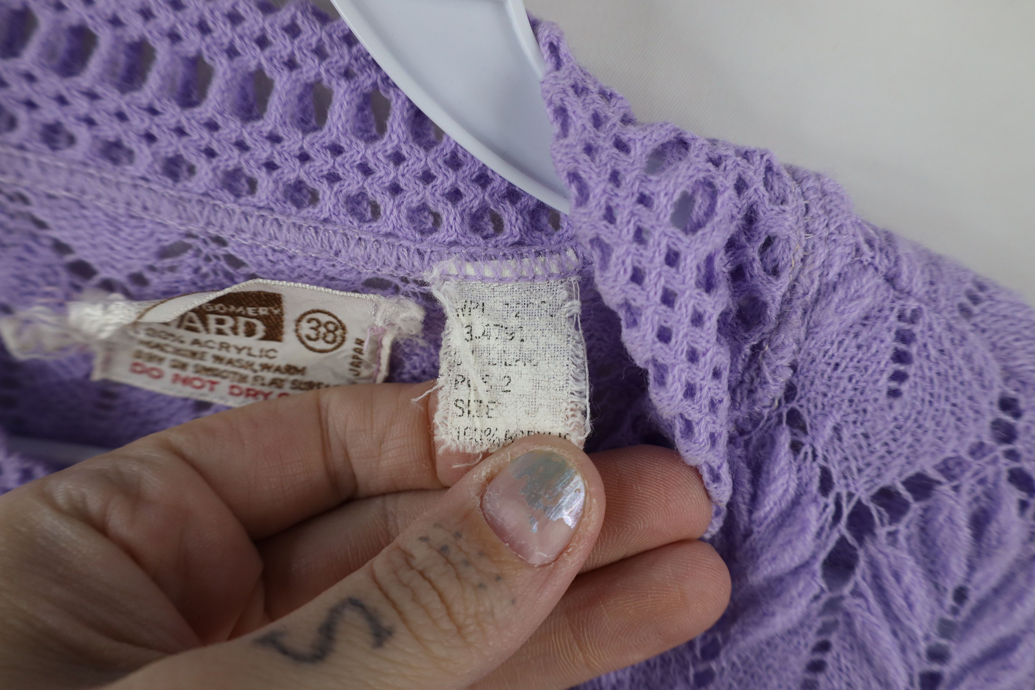 Vintage Vintage 60s Streetwear Crochet Knit Cardigan Sweater Purple Size XS / US 0-2 / IT 36-38 - 10 Thumbnail