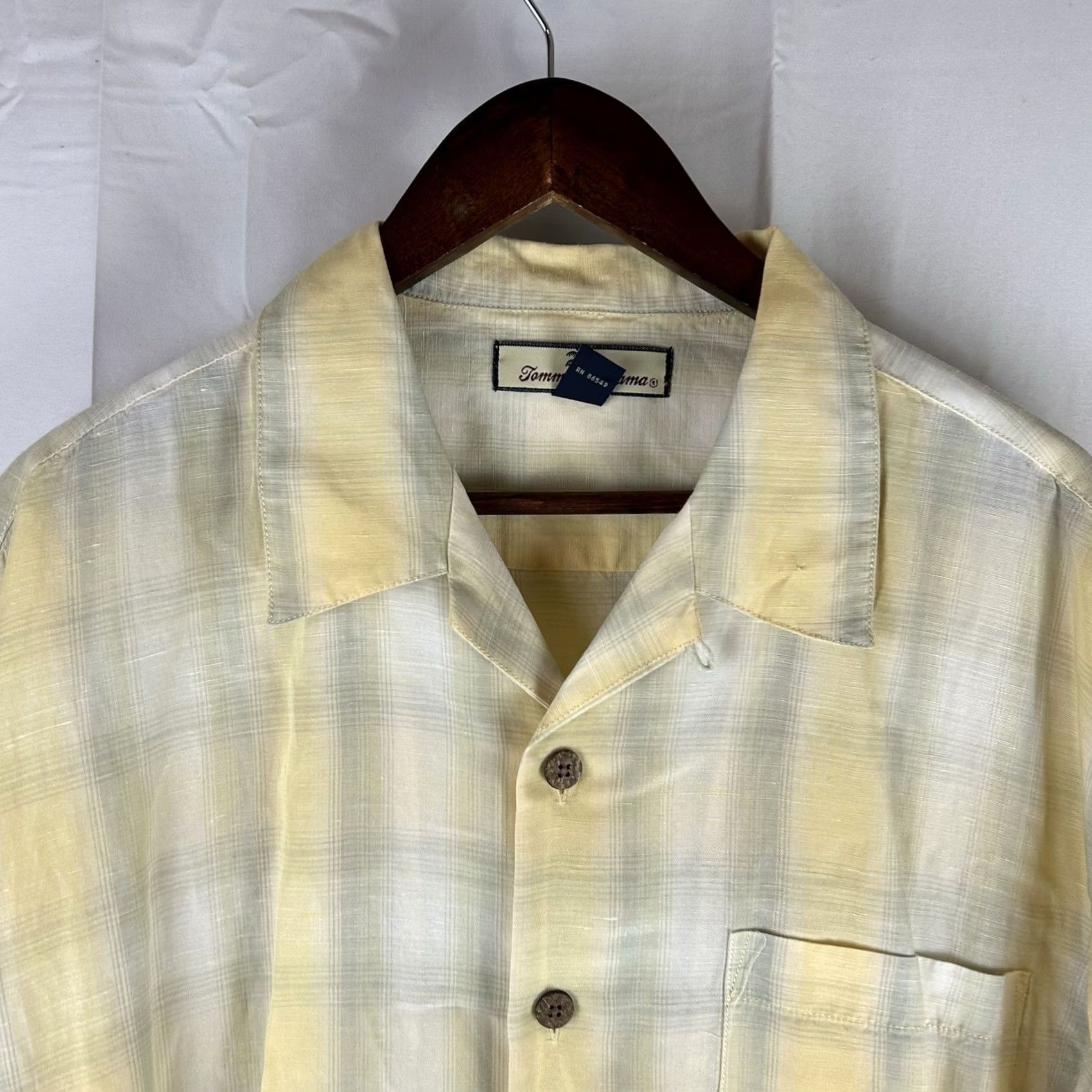 Tommy Bahama Tommy Bahama Linen Blend Camp Shirt Mens Medium Plaid Yellow Short Sleeve - Vintage Size US M / EU 48-50 / 2 - 2 Thumbnail