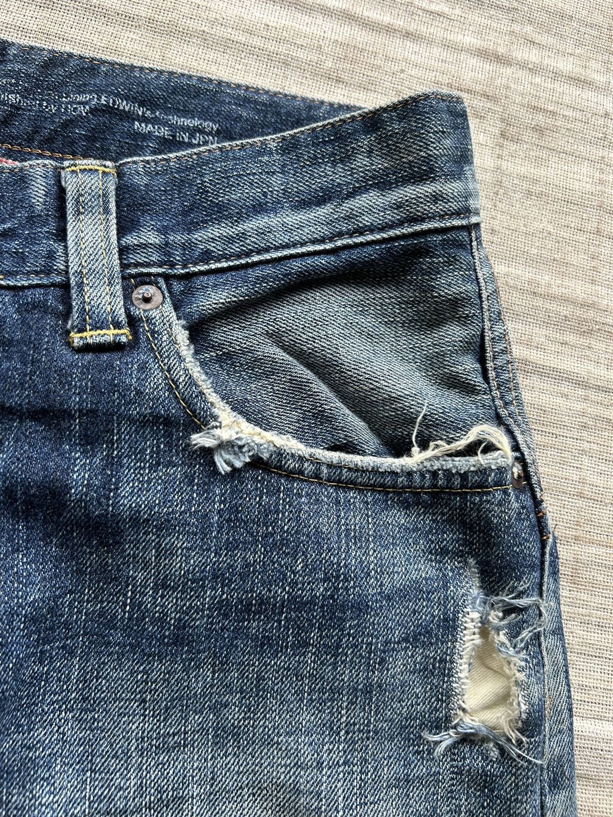 Vintage Edwin505 half Selvedge Distressed denim
