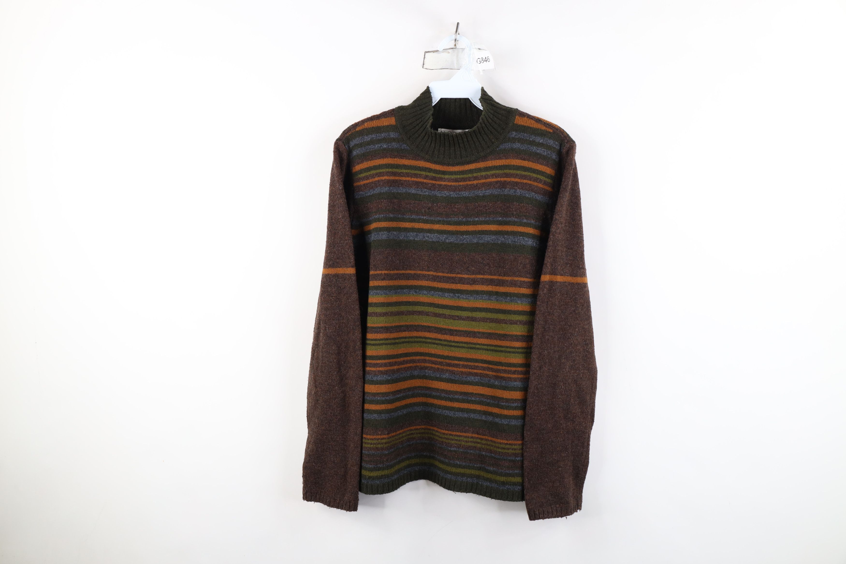 Vintage Vintage 90s Streetwear Striped Earth Tone Wool Knit Sweater Size M / US 6-8 / IT 42-44 - 1 Thumbnail