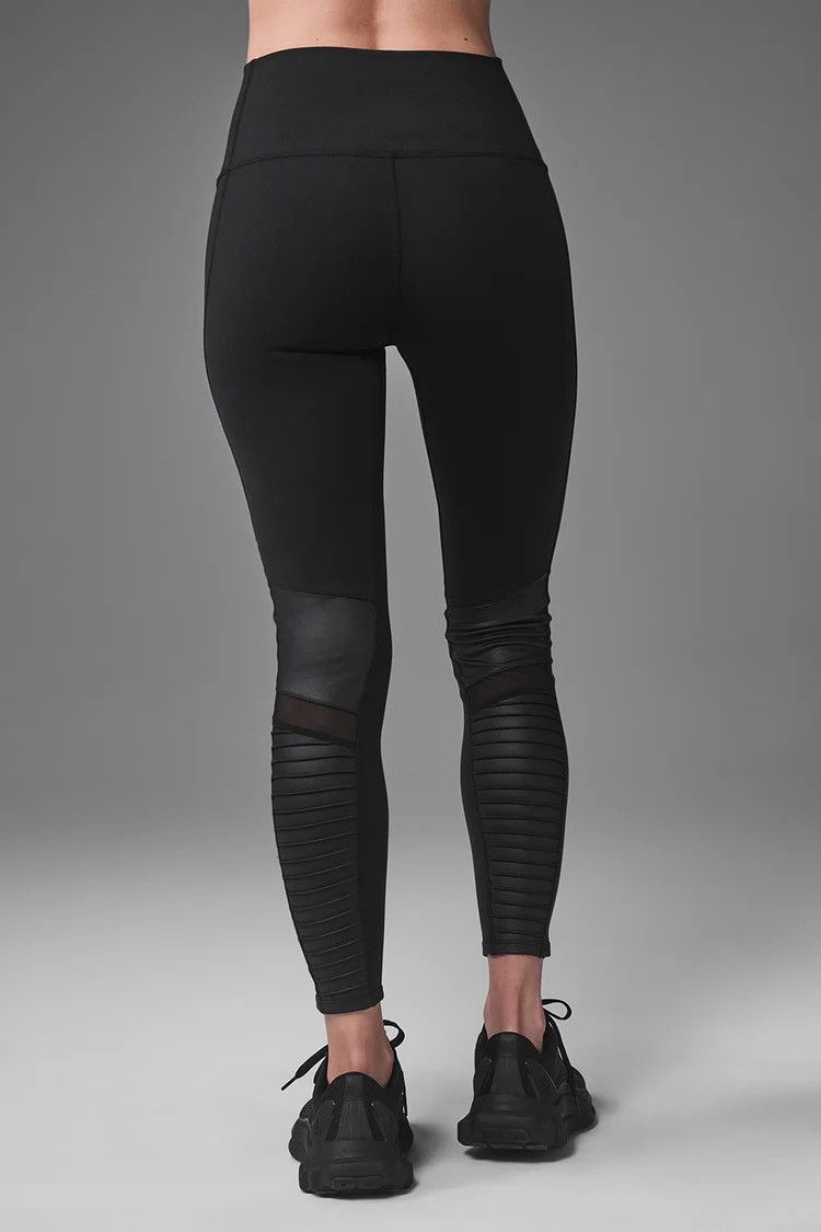 Alo Yoga ALO Yoga Black/Black Glossy High-Waist Moto Leggings Size 30" / US 8 / IT 44 - 3 Thumbnail