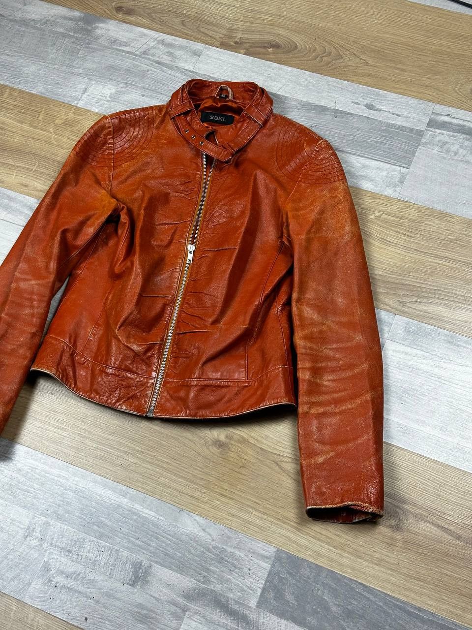 Leather Vintage Slim Bomber Cropped Leather Jacket Grunge Size S / US 4 / IT 40 - 1 Thumbnail
