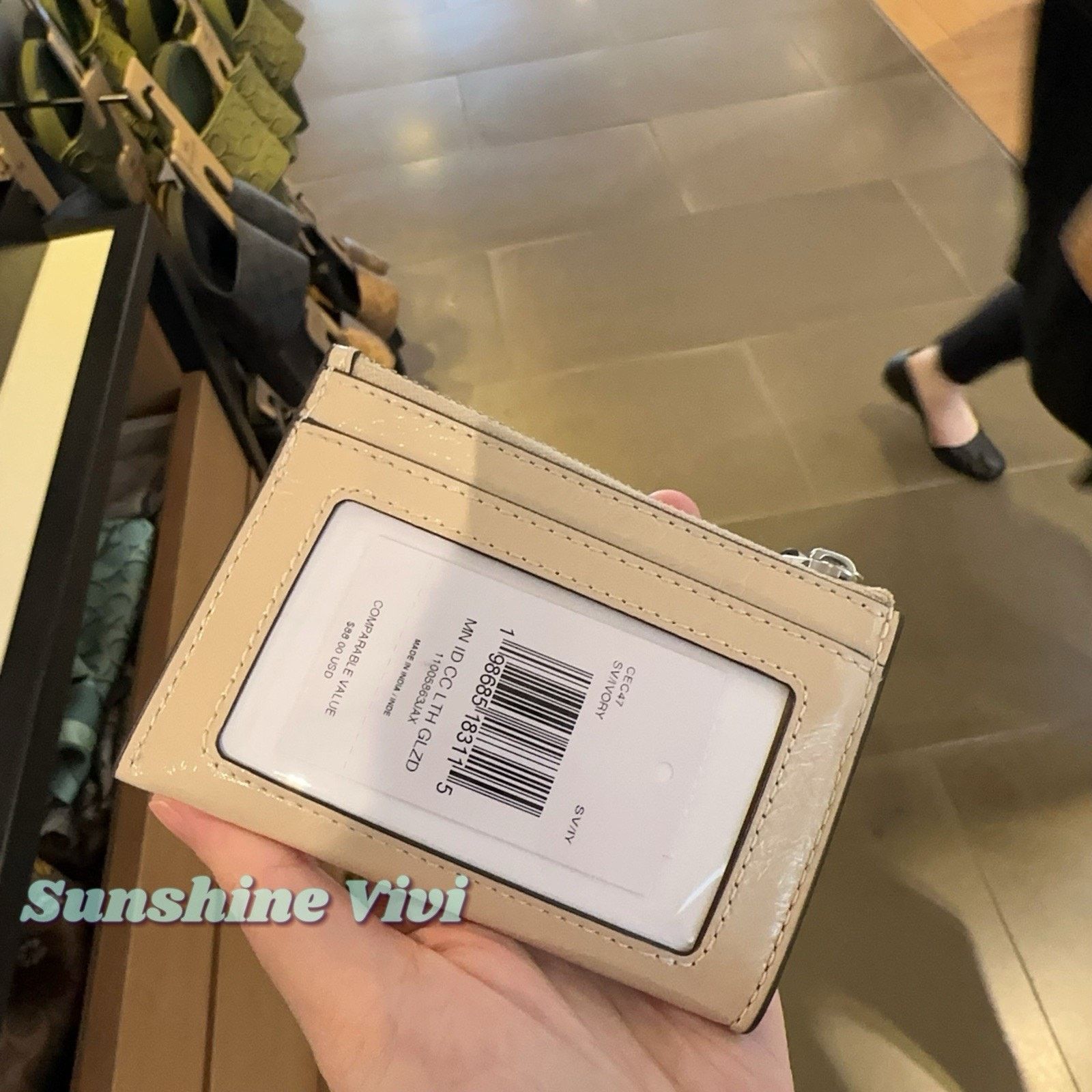 Coach NWT Coach Mini Skinny Id Case leather CEC47 Silver IVORY Size ONE SIZE - 3 Thumbnail