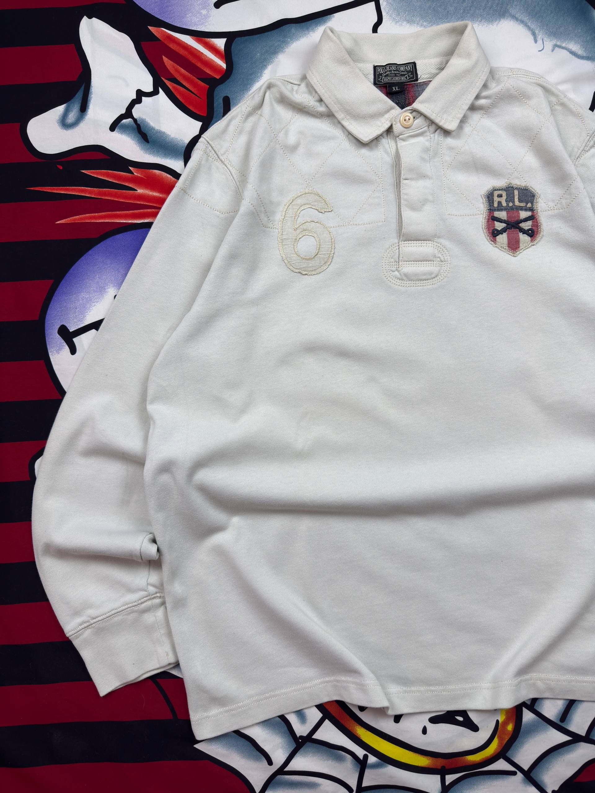 Polo Ralph Lauren Polo Jeans RL Drip USA American Flag 6 Regby Polo Size US XL / EU 56 / 4 - 2 Thumbnail