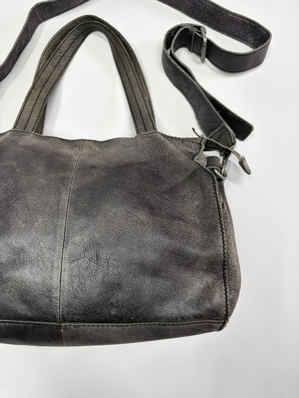 KMRii Oversized Artisan Gray Leather Shoulder Bag Rick Owens Vibe Size ONE SIZE - 14 Thumbnail