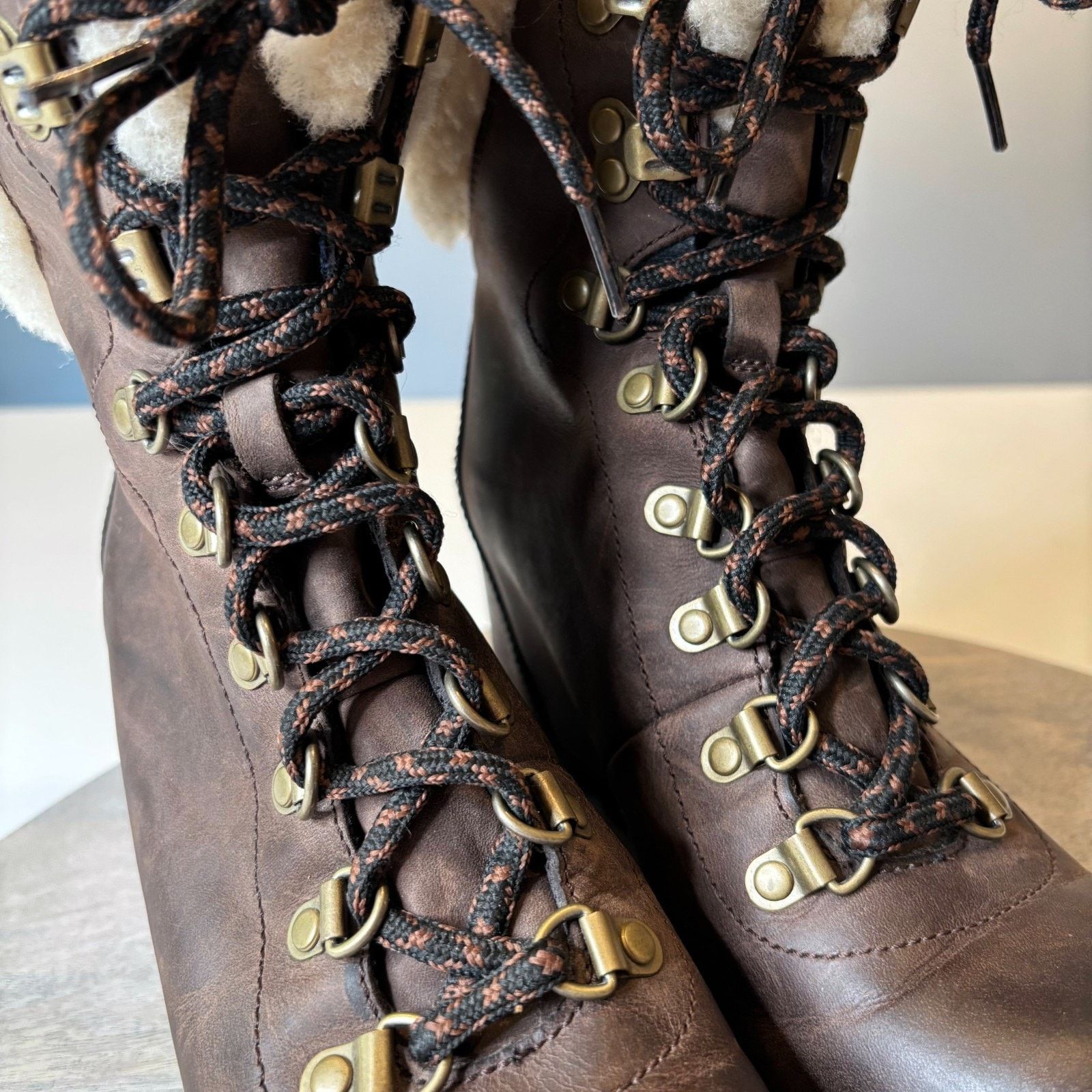 SOREL Sorel Conquest Wedge II Shearling Boots Brown Leather Size 8 Size US 8 / IT 38 - 6 Thumbnail