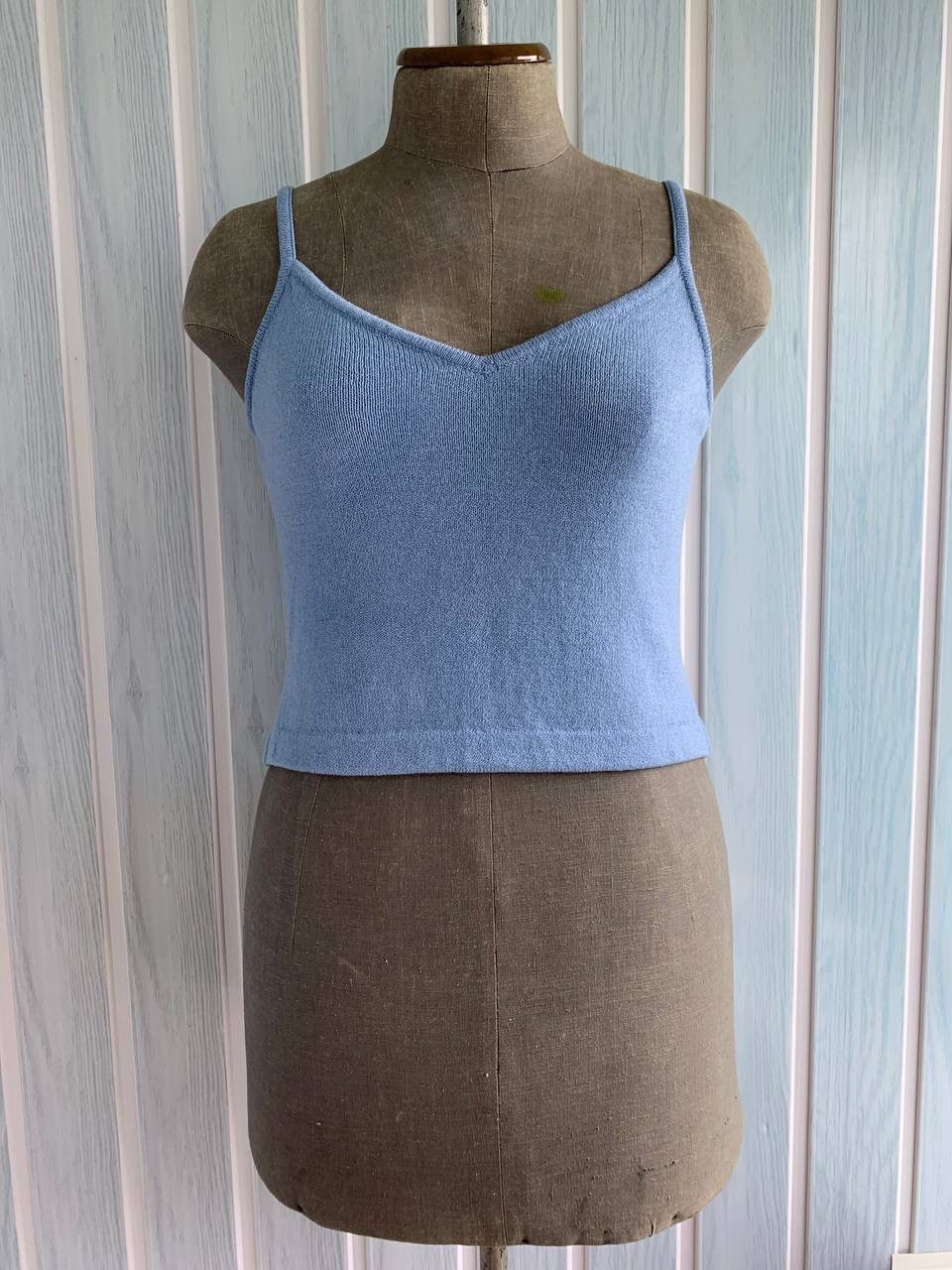 Designer × St. John Vintage St. John USA Women Blue Knit Wool Spaghetti Tank Top Size S / US 4 / IT 40 - 1 Thumbnail