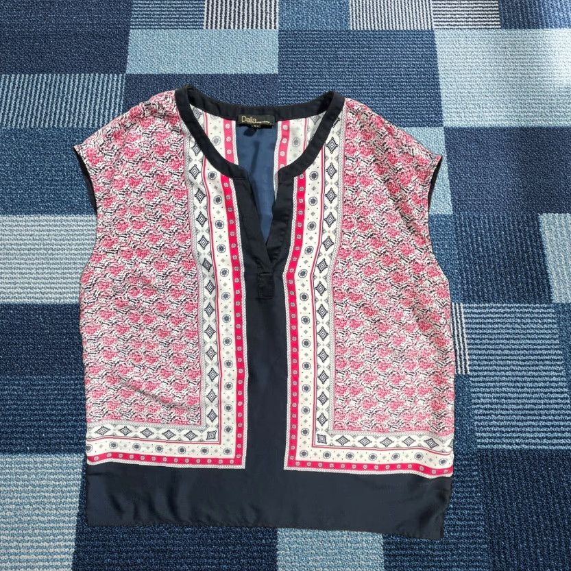 Vintage Dalia Tank Womens L Pink Floral Sleeveless V-Neck Basic Casual Size L / US 10 / IT 46 - 1 Thumbnail