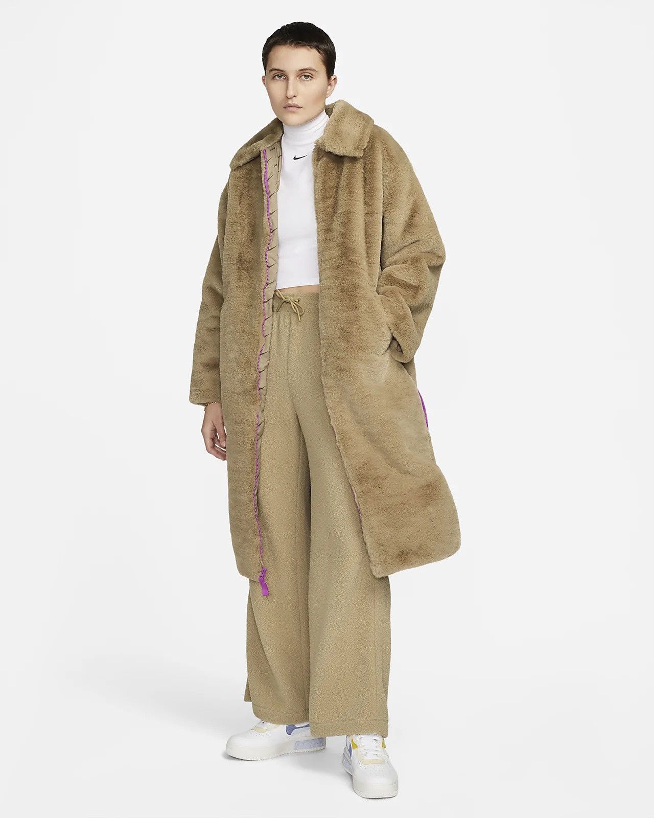 Nike special edition faux faur long coat jacket sherpa coat