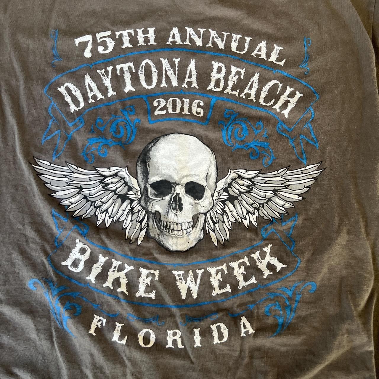 Vintage Crazy Vintage Style 75th annual 2016 Daytona beach Skull Bike week Gildan Shirt Size US XL / EU 56 / 4 - 2 Thumbnail