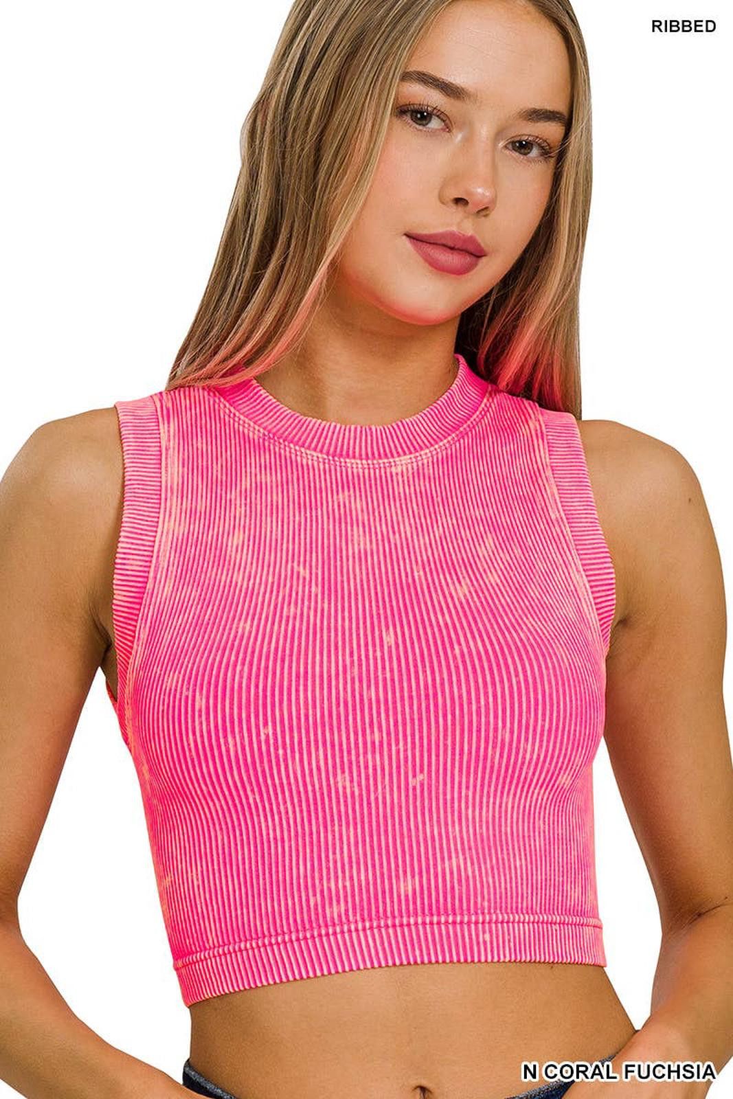 Other Stone Washed Ribbed Seamless Crop Tank Top Zenana Size S / US 4 / IT 40 - 3 Thumbnail