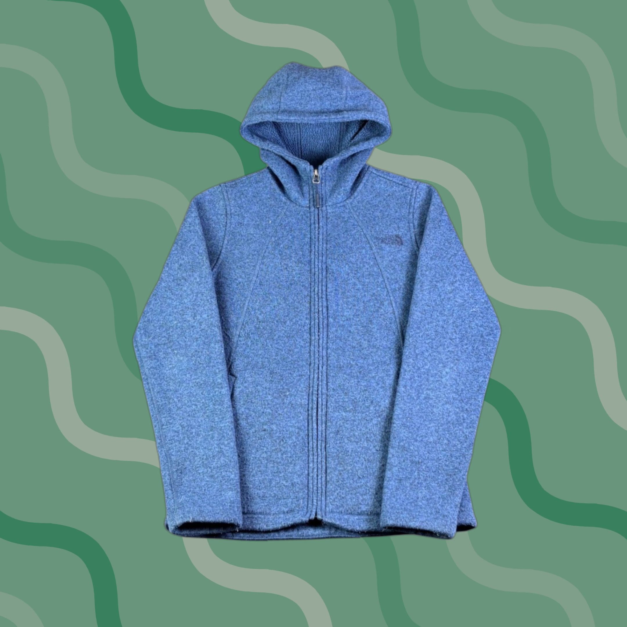 The North Face The North Face Crescent Hooded Fleece Jacket Blue Heather Full Zip S Womens Jacket Blue Crescent 80s Vintage? Size S / US 4 / IT 40 - 1 Thumbnail