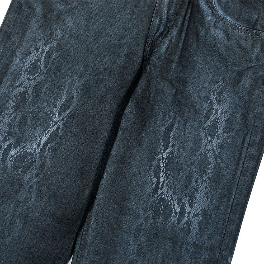 Vintage Men's punk snake print distressed heavy spray-dyed jeans Size US 32 / EU 48 - 6 Thumbnail