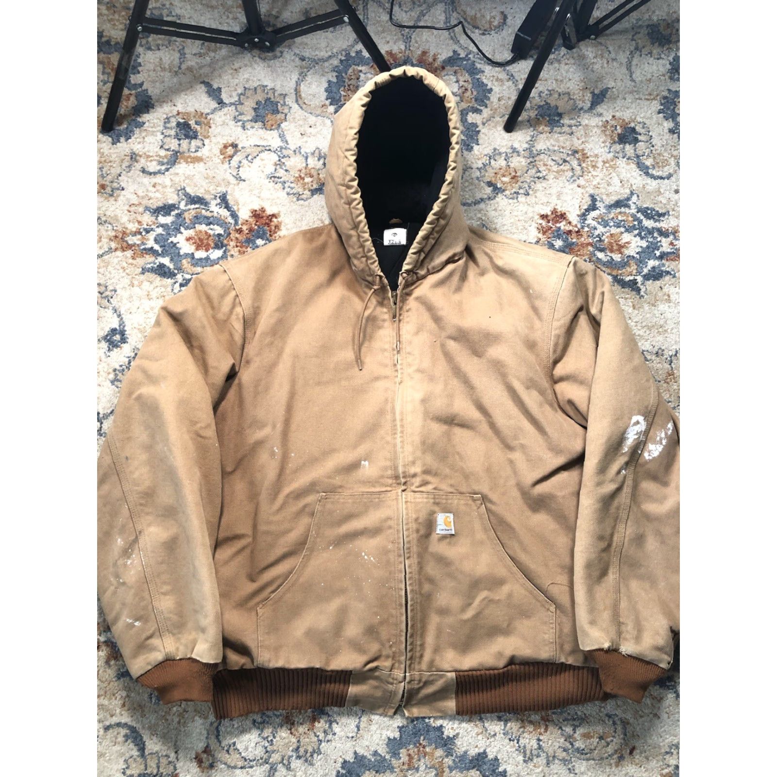 Carhartt VINTAGE Carhartt Jacket 2XL Brown Hooded Canvas Workwear Mens Bomber 90s USA Logo Zipper Size US XXL / EU 58 / 5 - 6 Thumbnail