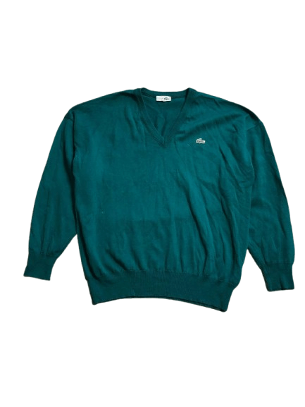 Lacoste Vintage Lacoste Green V-Neck Sweater Size M Size M / US 6-8 / IT 42-44 - 1 Thumbnail