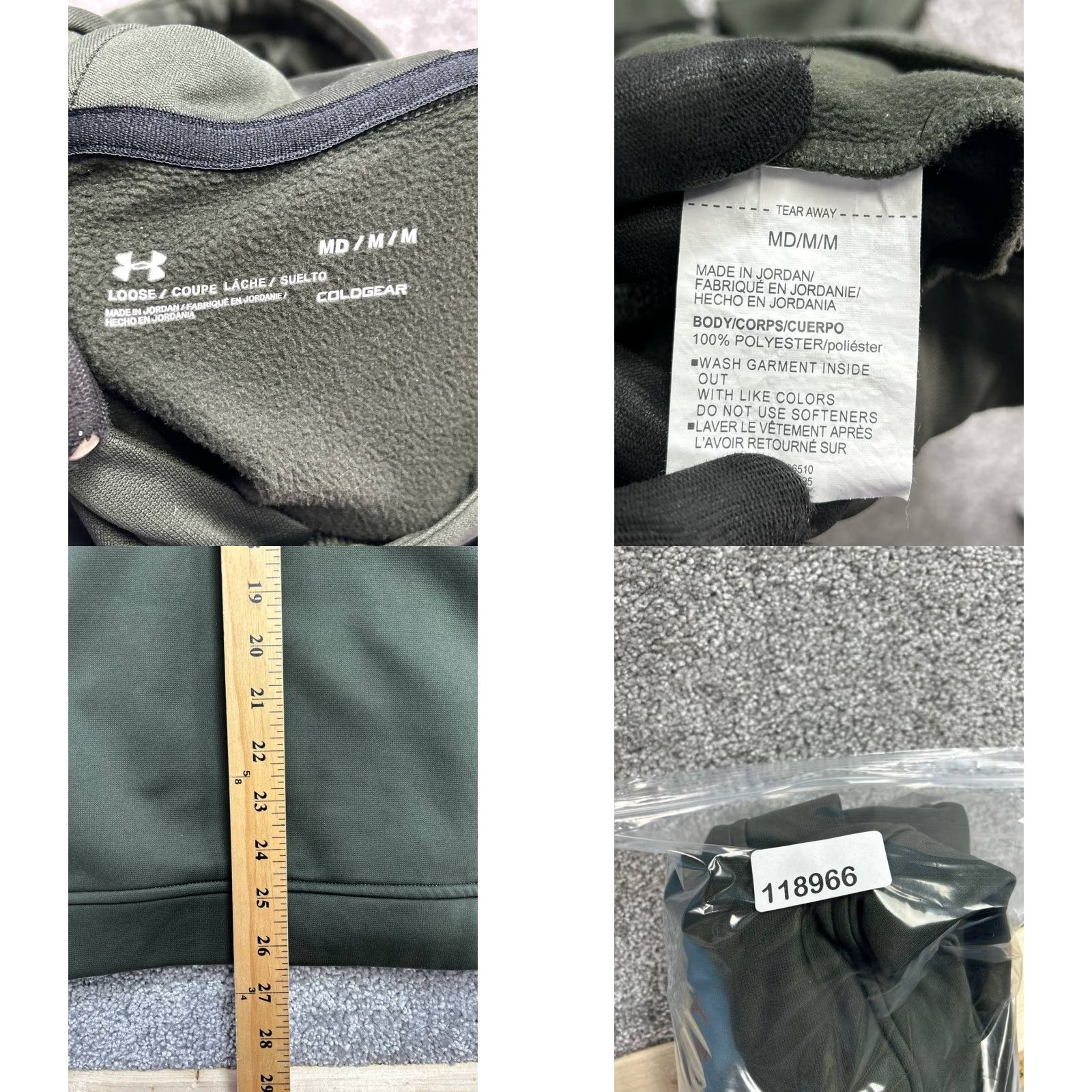 Under Armour Under Armour Coldgear Hoodie Mens Medium Green Fleece Lined Loose Fit Logo Print Size US M / EU 48-50 / 2 - 8 Thumbnail