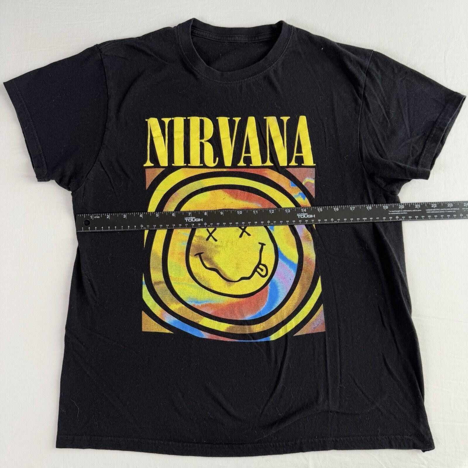 Nirvana Nirvana Smiley Logo Band T-Shirt Mens L Black Grunge Music Size US L / EU 52-54 / 3 - 6 Thumbnail