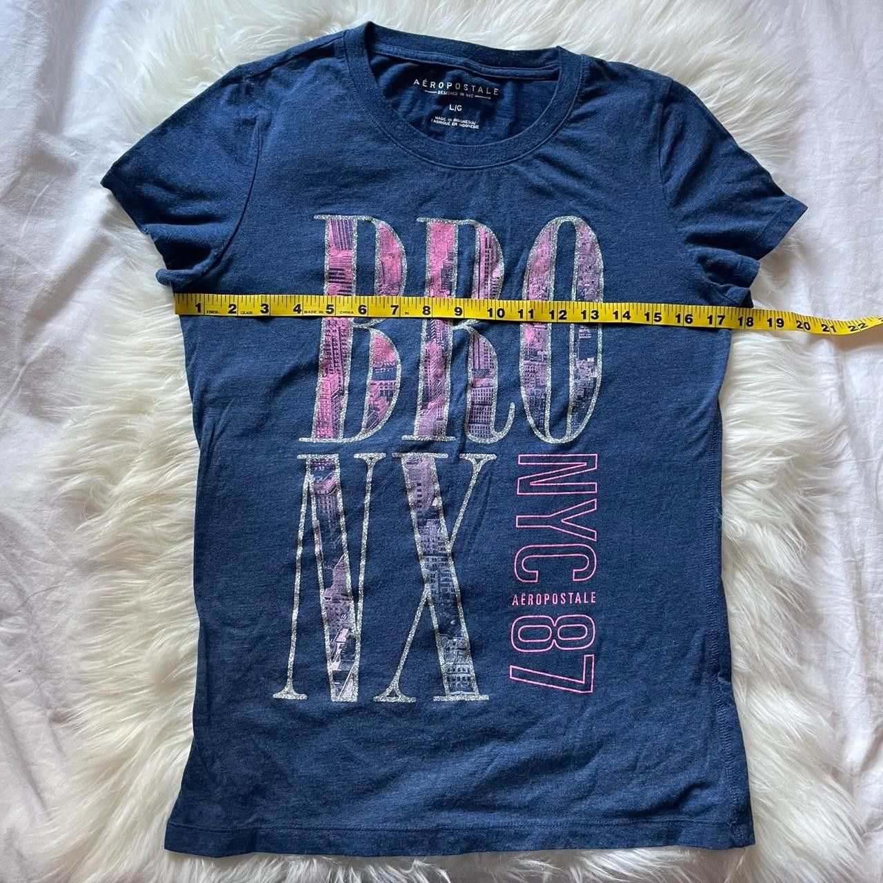 Aeropostale Aeropostale Blue Sparkly Graphic Tee Size L / US 10 / IT 46 - 4 Thumbnail