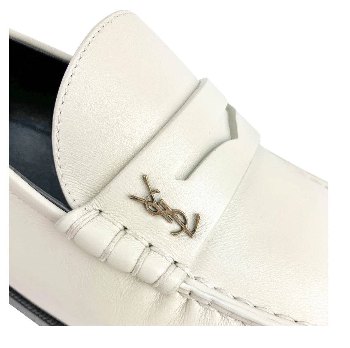 Yves Saint Laurent Saint Laurent Le Loafer Monogram Penny Slippers in Pearl Size US 11.5 / EU 44-45 - 4 Thumbnail