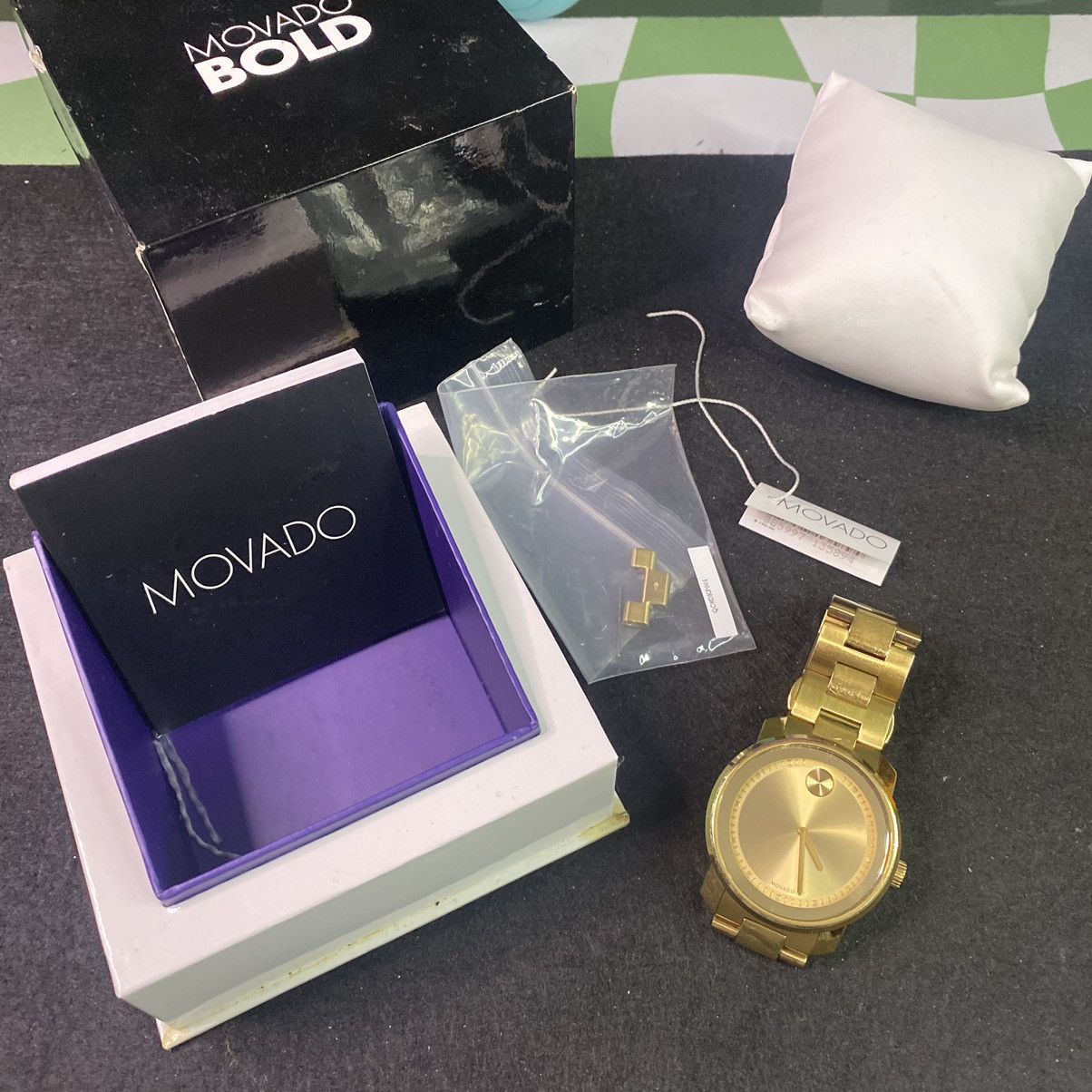 MOVADO BOLD 3600258 STAINLESS 42.5MM YELLOW GOLD DIAL WATCH