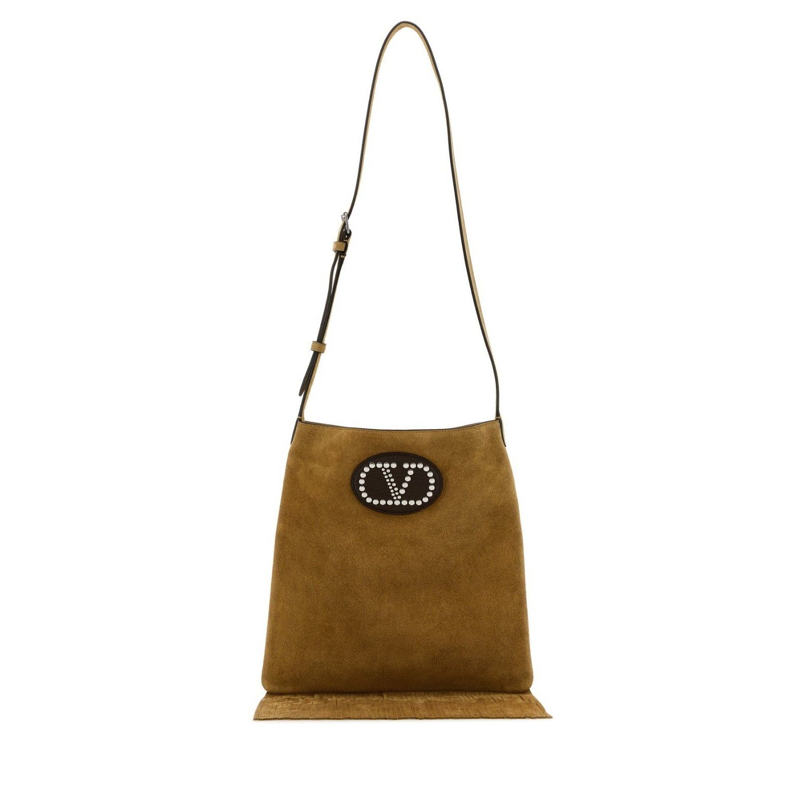 VALENTINO GARAVANI Nellcote Brown Suede Leather Shoulder Bag