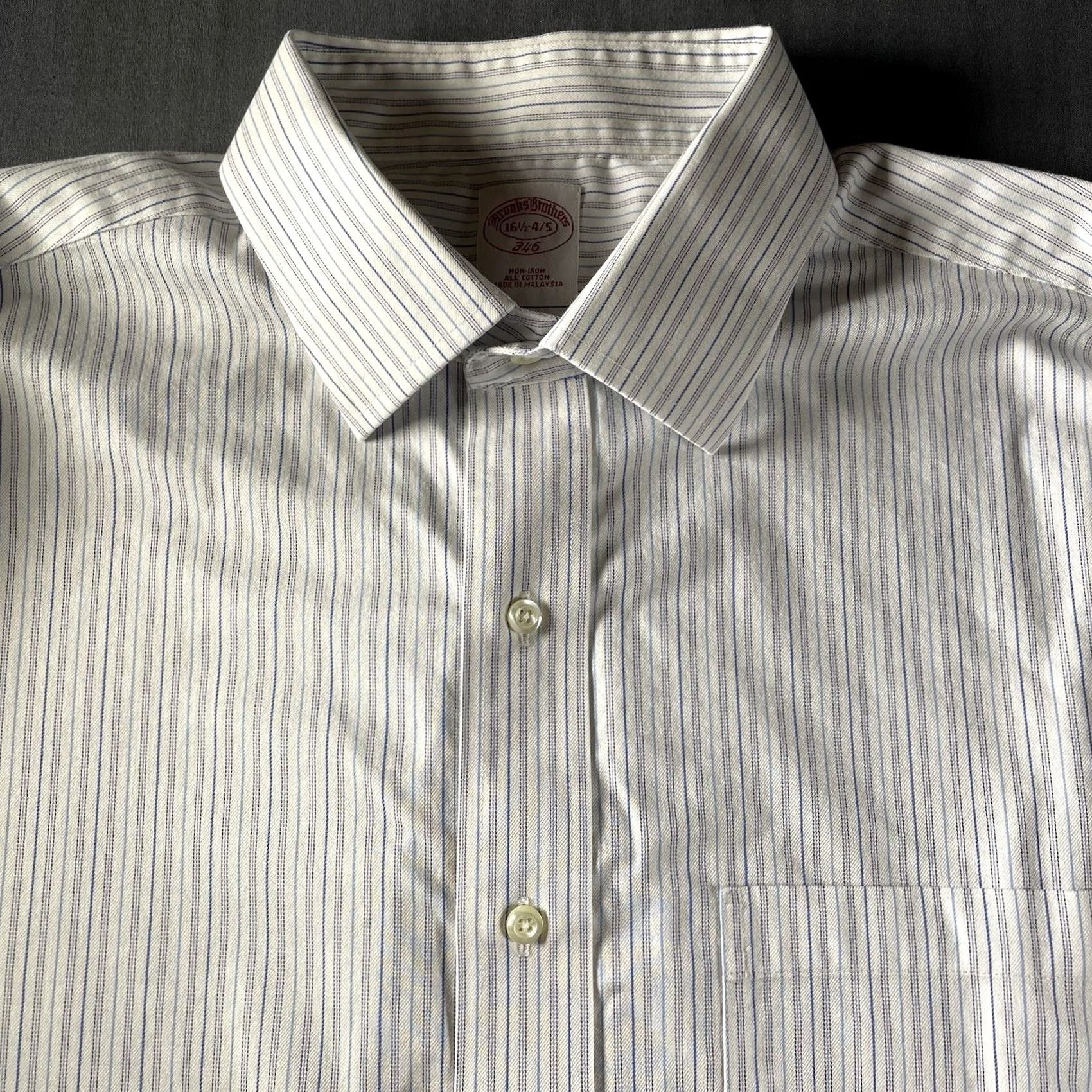 Brooks Brothers Brooks Brothers Dress Shirt Mens Large 16.5 4/5 White Striped Regent Button Up Regular Long Sleeve Non-Iron Size 42R - 2 Thumbnail