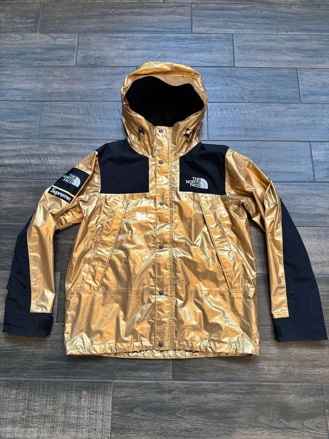 Supreme TNF Supreme Metallic Mountain Parka Gold | Grailed